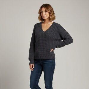 Sandwich Women's V-Neck Gray Sweater 100% Cotton